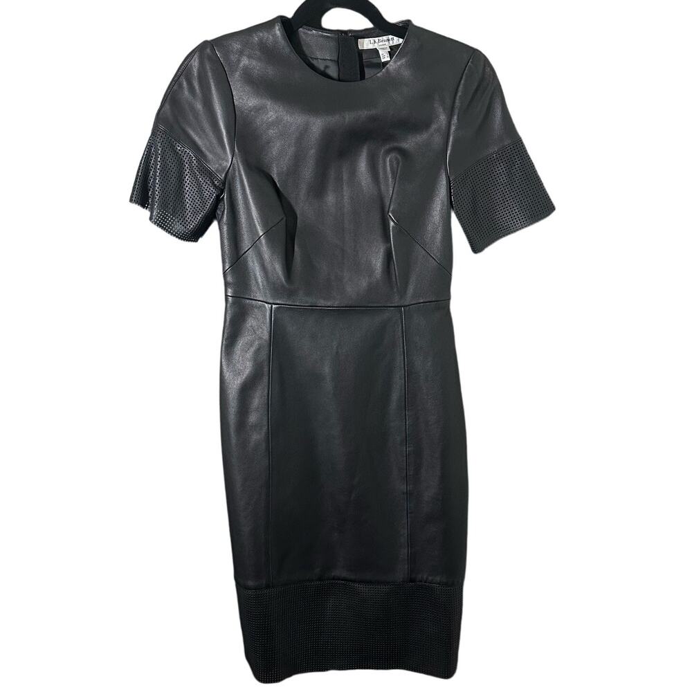 NEW LK Bennett Women's Zena Black 100% Leather Dress Size 4 Fall Classic LBD